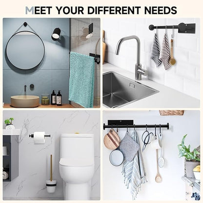 Paper Towel Holder Wall Mount - Self Adhesive No Drill or Drilling, SUS304 Stainless Steel - Kitchen, Bathroom, Sink, Pantry, Fridge(Black) - Image 5