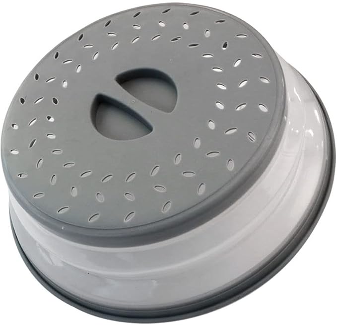 Collapsible Microwave Splatter Cover, Microwave Plate Cover With Steam Vent，BPA-Free Silicone & Plastic (gray, 12.3IN)