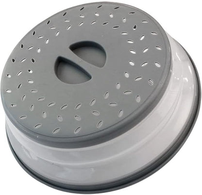 Small Collapsible Microwave Splatter Cover, Microwave Plate Cover With Steam Vent，BPA-Free Silicone & Plastic (gray, 8.5IN)
