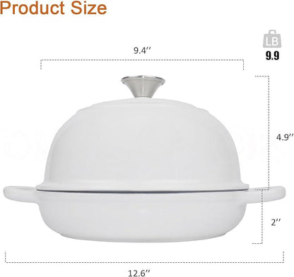 Dutch Oven for Bread Baking Bread Oven for Sourdough Bread Baking, Enameled Cast Iron Dutch Oven Pot with Lid 5 qt Cast Iron Bread Pan, White - Image 3