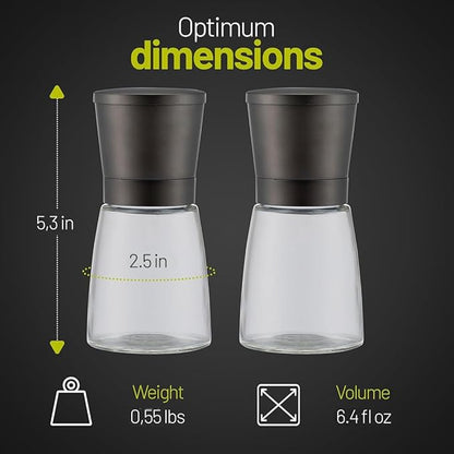 ZOLMER® Premium Stainless Steel Salt and Pepper Grinder Set manual | Adjustable Ceramic Grinder for Salt & Pepper- Black Pepper mill, Salt Grinder & Chili Mill [no spice included] (Small Black)