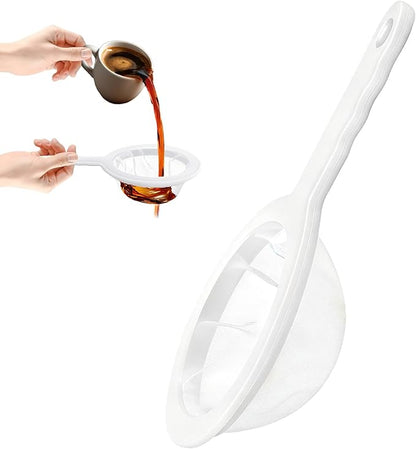 Ultra-Fine Nylon Mesh Strainer- Mini Kitchen Colander for Coffee, Milk, Yogurt, Juice - Non-Slip Handle & Hanging Hole (200 Mesh)