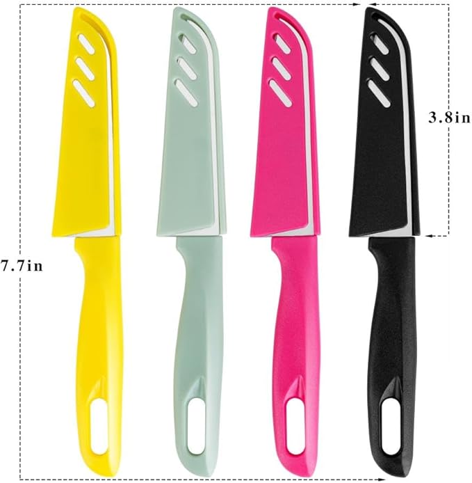 BYkooc 8 pieces Paring Knives (4PCS Peeling Knives and 4PCS Knife Sheath), Ultra Sharp Vegetable and Fruit Knife,German Steel Small Kitchen Knife with PP Plastic Ergonomic Handle - Image 2