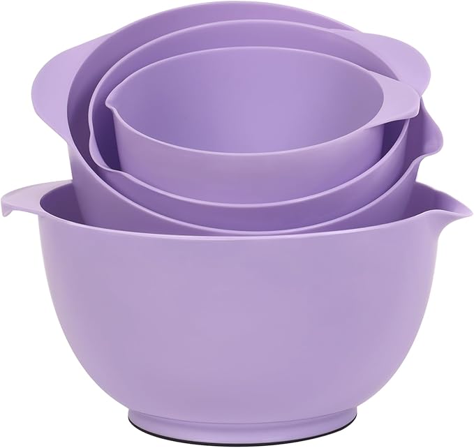 BoxedHome Nesting Plastic Mixing Bowl Set, 4 Piece Mixing Bowl Set with Pour Spouts, Size 1.7, 2.5, 3.5 and 4.5qt, for Prepping, Mixing, Baking, Cooking(2023 New Version, Purple) - Image 5