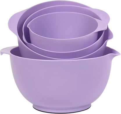 BoxedHome Nesting Plastic Mixing Bowl Set, 4 Piece Mixing Bowl Set with Pour Spouts, Size 1.7, 2.5, 3.5 and 4.5qt, for Prepping, Mixing, Baking, Cooking(2023 New Version, Purple) - Image 5