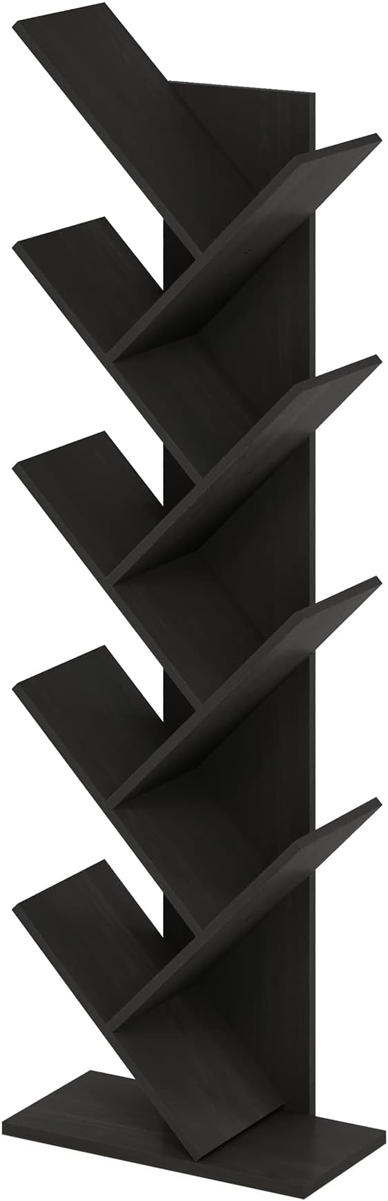 Furinno TREE Book Shelf, 9-Tier Bookshelf, Tree Bookcase with Angled Open Shelf, 8.4 x 15.7 x 50.9, for Room Decor, for Living Room, Bedroom, Home Office, Espresso - Image 4
