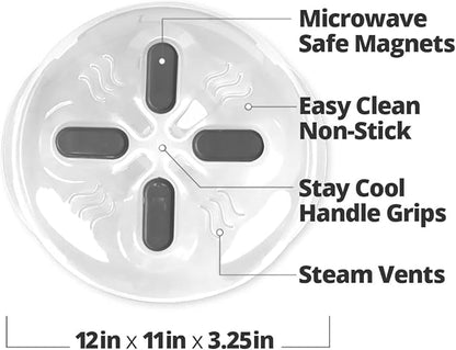 HOVER COVER Magnetic Splatter Cover, 12-Inch Clear BPA-Free Food Lid, Vented Plate Guard with Steam Vents, Anti-Splash Microwave Lid, Dishwasher Safe, Space-Saving Magnetic Storage - Graphite - Image 9