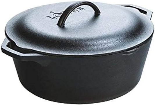 Lodge Cast Iron Dutch Oven - Loop Handle Cooking Vessel - Even Heat Retention - Oven-Safe, Versatile Pot - 7 Quart by Lodge