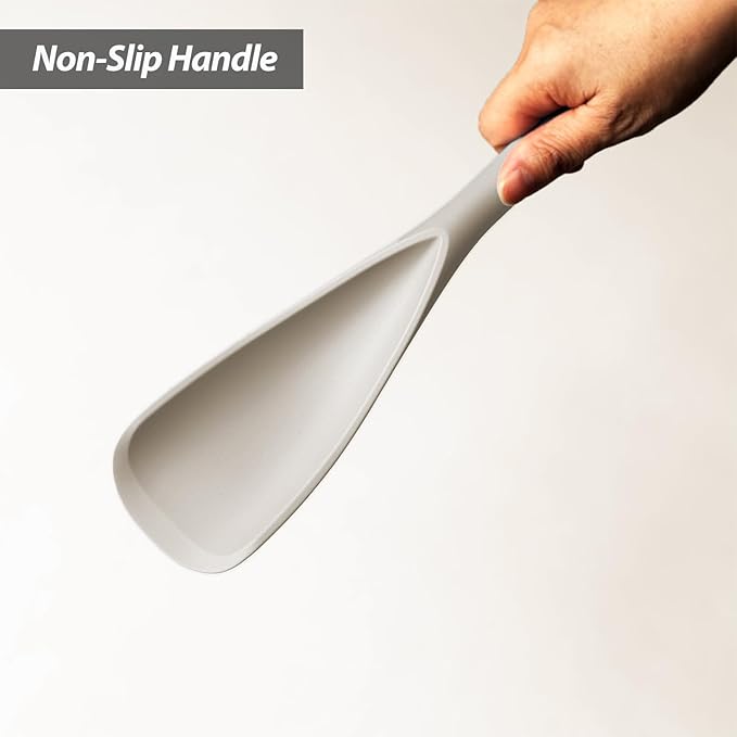 Cooking Spoon for Nonstick Cookwares, VOVOLY Silicone Spoon for Mixing, Scoop, and Scrape,Seamless Design, 12.6'', 2 Pack, Khaki - Image 6