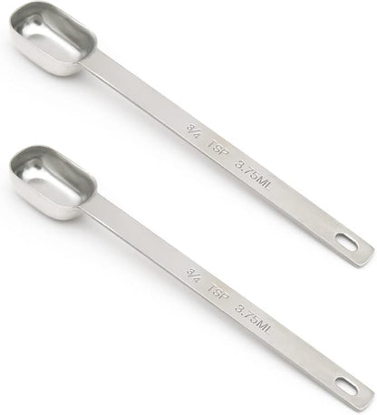2PCS 3/4tsp (1/4tbsp, 3.75ml) Single Measuring Spoon, Stainless Steel Long Handle Individual Teaspoons Only by BERYLER