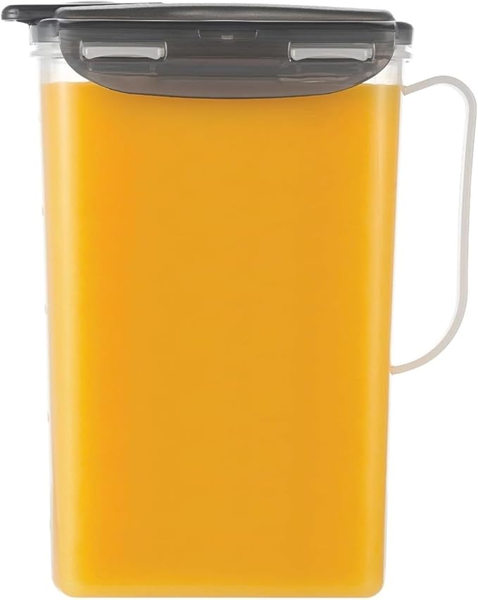 LocknLock Aqua Fridge Door Water Jug | Clear Pitcher | BPA Free Plastic Pitcher with Lid | 2 Quart Pitcher with Lid for Water, Juice, Tea & More Beverages, Gray by LocknLock