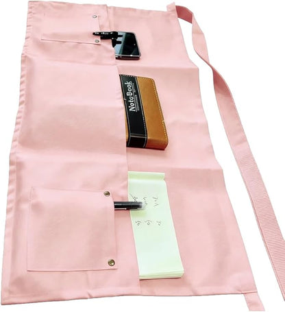 TiwerlfeServer Waist Aprons with 5 Pockets - 11.5 Inch Waterdrop & Oil Resistant Waitress Waiter Half Apron