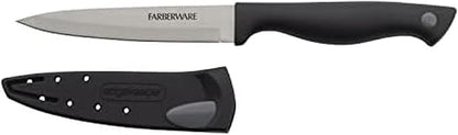 Farberware Edgekeeper 4.5-Inch Fine Edge Utility Knife with Self-Sharpening Blade Cover, High Carbon-Stainless Steel Kitchen Knife with Ergonomic Handle, Razor-Sharp Knife, Black by Farberware