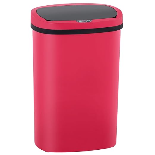 PayLessHere | 13 Gallon Plastic Trash Can | Red | Automatic Touchless Lid with Motion Sensor | Kitchen Garbage Can with Waterproof Design | for Home, Office, Bathroom | Pack of 1 by PayLessHere