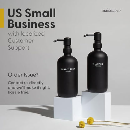 MaisoNovo Soap Dispenser 2-Piece Set | 16.9oz Clear Bottles with Gold Stainless Steel Pump Core