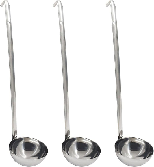 10 Oz Stainless Steel Ladle, 3 Pcs Sturdy Soup Ladle, 15" Long Handle Length for Stirring, Portioning and Serving Soup and Stew in Restaurants and Home (4.17" Bowl Diameter） by Auvotuis