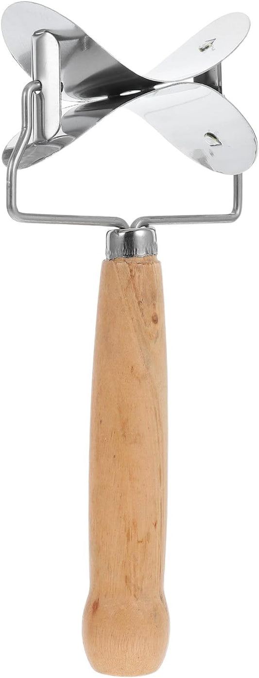 Gatuida Stainless Steel Rolling Pastry Cutter Maker Dumpling Wrapper Circle Roller Cookie Dough Cutting Tool with Wood Handle Kitchen Accessories