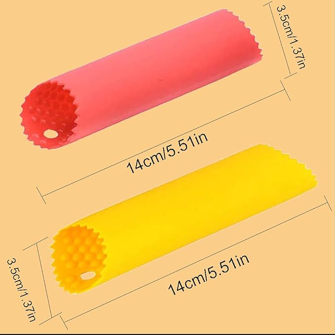 2 Set Silicone Garlic Peeler Easy Roller Tube Useful Garlic Odorfree Kitchen Tool (Red,Yellow) - Image 2