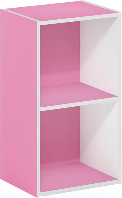 Furinno PASIR Book Shelf, 2-Tier Modern Bookshelf, Open Shelves Bookcase 9 x 12 x 21, Easy Assembly, for Living Room, Bedroom, Home Office, Pink/White - Image 6