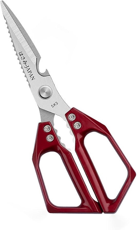 Multi-Purpose Rust Proof Kitchen Shears, Heavy Duty Meat Scissors, Dishwasher Safe, for Chicken, Vegetables, Steak, Fish Scaling & Bottle Opener(Red)