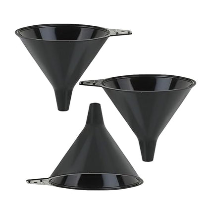 Plastic Funnel Set, Kitchen Funnels for Filling Bottles, Automotive Oil Funnels for Liquid Lubricants and Fluids, Leak-Proof Design Fits Cars, Motorcycles & Home Containers, Black