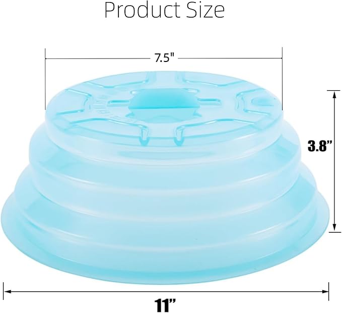 Kichwit Collapsible Silicone Microwave Plate Cover Splatter Guard, Dishwasher Safe & BPA Free, 11”, Blue