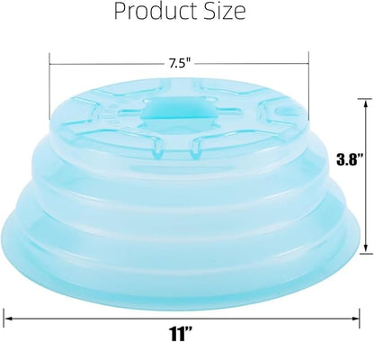 Kichwit Collapsible Silicone Microwave Plate Cover Splatter Guard, Dishwasher Safe & BPA Free, 11”, Blue
