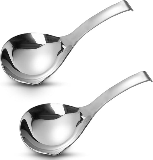 2Pcs Soup Ladle, Stainless Steel 304 Spoons With Pour Spout, Large Cooking Utensils for Serving Metal Ladle Gravy Punch Ladle