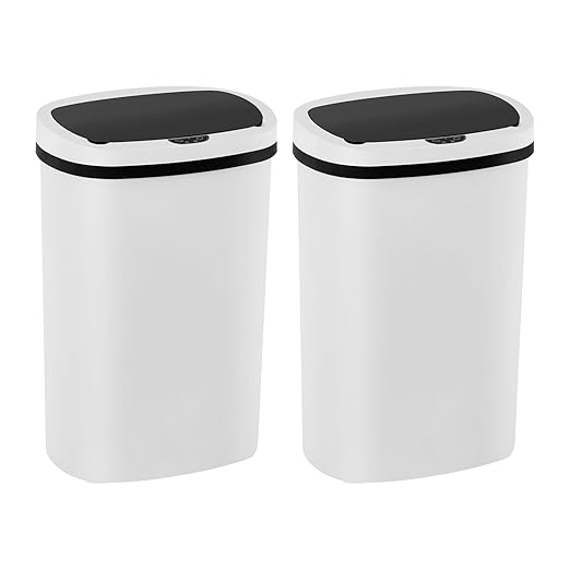 PayLessHere | 13 Gallon Plastic Trash Can | White | Automatic Touchless Lid with Motion Sensor | Kitchen Garbage Can with Waterproof Design | for Home, Office, Bathroom | Pack of 2 by PayLessHere