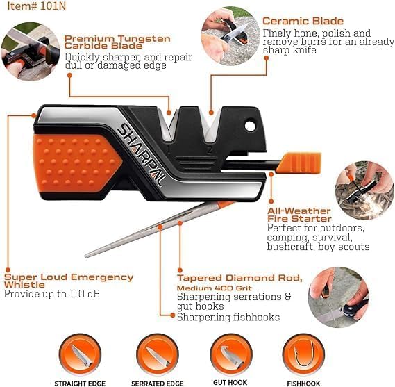 SHARPAL Pocket Knife Sharpener & Garden Tool Sharpener, Sharpening Straight and Serrated Knives, Lawn Mower Blade, Axe, Pruners, Shears, Scissors, Combo Gift Pack w/Greeting Card - Image 4