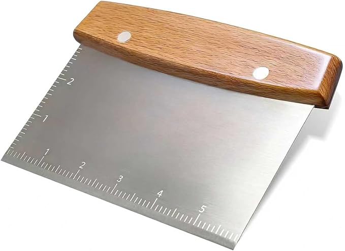 Professional Dough Cutter & Bench Scraper - Ultimate Dough Scraper Tool with Stainless Steel Blade & Wood Handle by Unknown