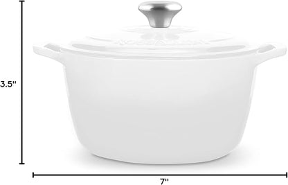 ROSSALLINI Signature Enameled Cast Iron Dutch Oven, Non-Stick Serving Pot with Tight Fitting Lid for Perfect Roasting, Baking, Sauteing, and Bread Making | 2Q (1.9L)