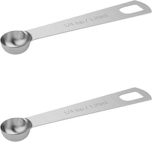 2PCS 1/4tsp (1.25ml) Single Measuring Spoon, Stainless Steel Individual Teaspoons Only by BERYLER