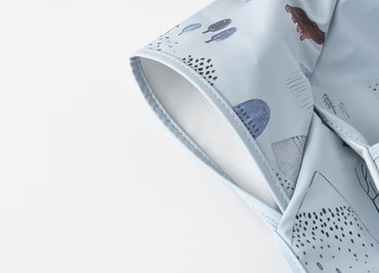 Waterproof Baby Bibs,Infant Toddler Extra Cover Feeding Bib With Food Catcher,Easy Clean & Washable