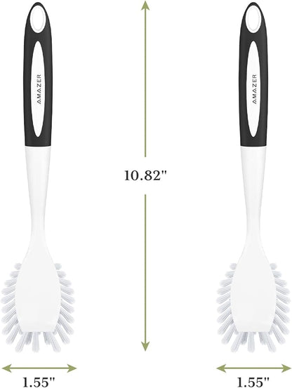 Amazer Dish Brush with Handle, 2 Pack Kitchen Scrub Brushes for Cleaning, Dish Scrubber with Stiff Bristles for Sink, Pots, Pans - Image 2