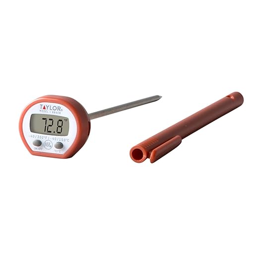 Taylor Instant Read Digital Meat Food Grill BBQ Cooking Kitchen Thermometer, Comes with Pocket Sleeve Clip, Red by Springfield