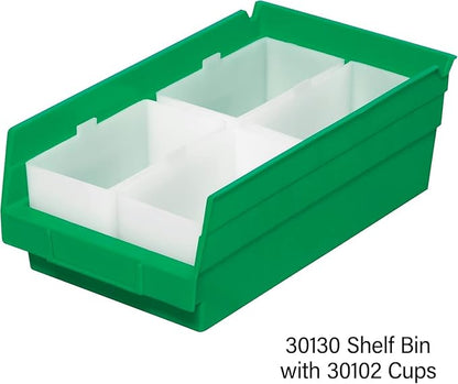 Akro-Mils 30130 Plastic Shelf Bins, Heavy Duty Storage Bins for Garage, Closet, and Drawer Organization, 12" x 6-1/2" x 4", Green, 12-Pack - Image 8