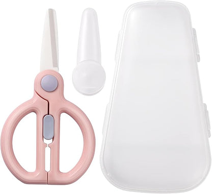Baby Food Scissors with Travel Case, Ceramic Food Scissors Kids, Toddler Scissor with Safety Lock, Ideal for Pizza, Meats, Noodles, Vegetables, and Fruits (C)