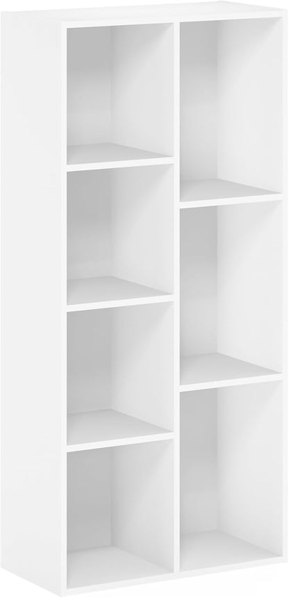 Furinno LUDER Book Shelf, 7-Cube Bookshelf, Bookcase with Open Shelves, 9.4 x 19.5 x 41.7, Easy Assembly, for Living Room, Bedroom, Home Office, White - Image 7