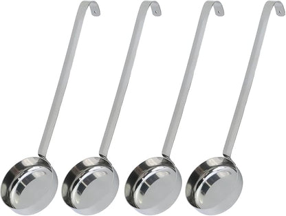 4 Pcs 3 oz 10.55 Inch Silver Stainless Steel 201 Long Handle Cooking Spoon for Holding Food Kitchen Cooking Stirring Soup Spoon