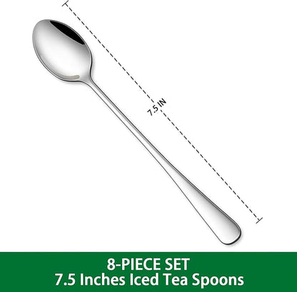 DEHOV 7.5 Inches Stainless Steel Iced Tea Spoons,Set Of 8 Long Stirring Spoons For Coffee,Cocktail,Ice Cream,Long Handle Iced Teaspoons,Latte Spoons For Mixing - Image 2