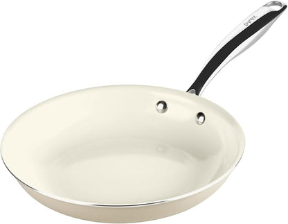 Pyrex 10-Inch Fry Pan Ceramic Cookware with Stainless Steel Handle, Healthy Nonstick Ceramic Coating, Induction Compatible Stainless Steel, PFAS Lead Cadmium BPA Free