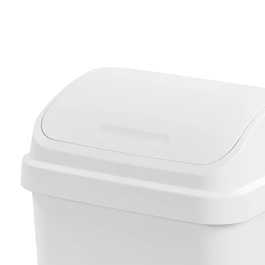 Kitchen Trash Can, 13 Gallon Plastic Garbage Bin with Swing Top Lid, White, Gray(White) - Image 6