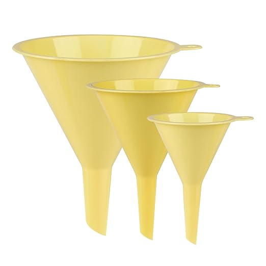 Plastic Kitchen Funnel Set of 3, Round Kitchen Funnels for Filling Bottles, Durable and Multifunctional Funnels for Filling Canning, Cooking, Lab or Car Oil (Milk Yellow) by DolphinSmile