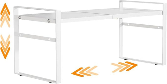 Expandable Cabinet Shelf Organizer Riser for Kitchen Pantry Cupboard Under Sink Countertop,Kitchen Cabinet Shelf (White)