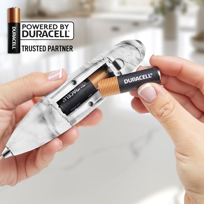 Zulay Kitchen Powerful Milk Frother Wand With 4 AA Duracell Batteries - Ultra Fast Handheld Drink Mixer - Electric Whisk Foam Maker for Coffee, Lattes, Cappuccino, Matcha & Creamer - Quartz - Image 6