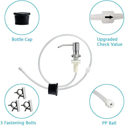 Soap Dispenser for Kitchen Sink, Brushed Nickel Countertop Soap Dispenser Pump, 47" Silicone Extension Tube Connect to The Soap Bottle Directly, Say Goodbye to Frequent Refills (Brushed Nickel) - Image 4