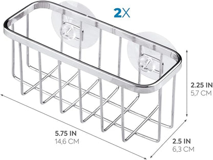 iDesign Gia Stainless Steel Dish Sponge Holder Basket with Suction Cups, Ideal for Kitchen Sinks and Bathroom Organization, 2.25"D x 2.5"W x 5.75"H, Set of 1, Polished - Image 3