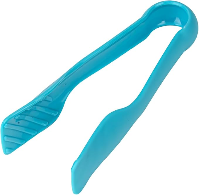 DecorRack 3 Pcs 6” x 8” x 10” Multi Colored Plastic Tong Set, 3 Pack Durable BPA-Free Quality Heavy Duty Designed for BBQ, Grilling, Salad, Buffets and Kitchen (Blue)