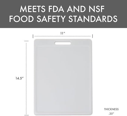 Dexas NSF Certified Polysafe Cutting Board with Handle, 11 x 14.5 Inches, Reversible Kitchen Cutting Board, White